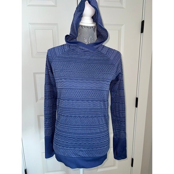 Lululemon Women Pullover Hoodie Blue Lightweight size 10 Scuba Hoodie Mock Neck - Picture 1 of 5